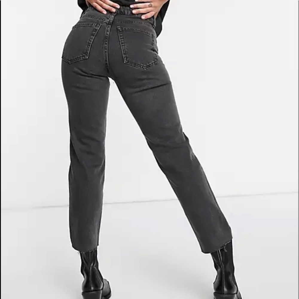 TopShop Moto Raw Hem Washed Black Denim Jeans - 28